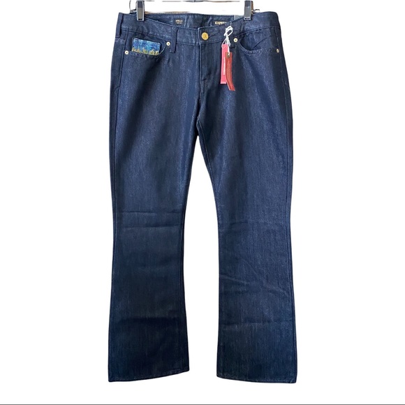 Express Denim - NWT EXPRESS Stella Boot Leg Sequin Pocket Dark Jeans Size 12